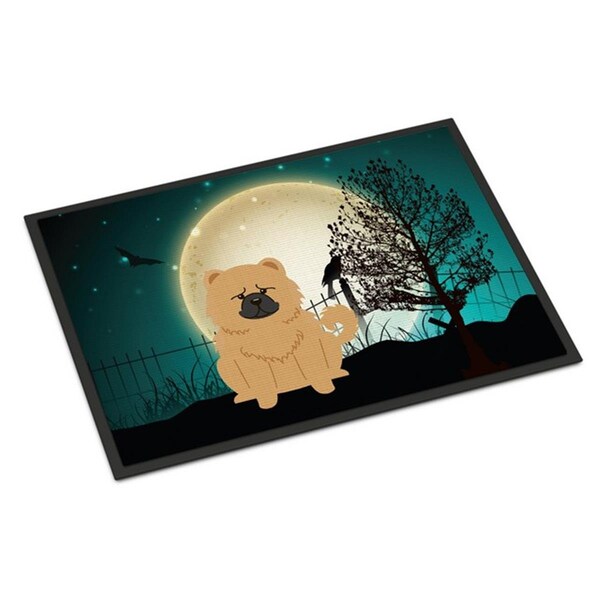 Micasa Halloween Scary Chow Chow Cream Indoor or Outdoor Mat18 x 0.25 x 27 in. MI626534 - main